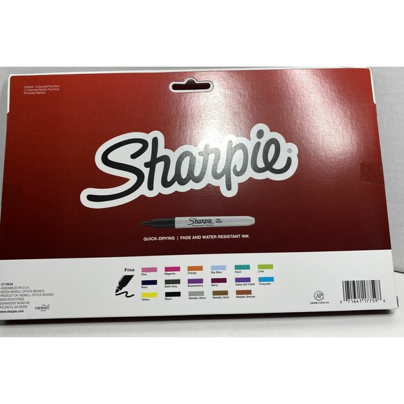 LE Sharpie Fine Tip Permanent Marker Assorted Colors 18 Ct - Picture 2 of 2
